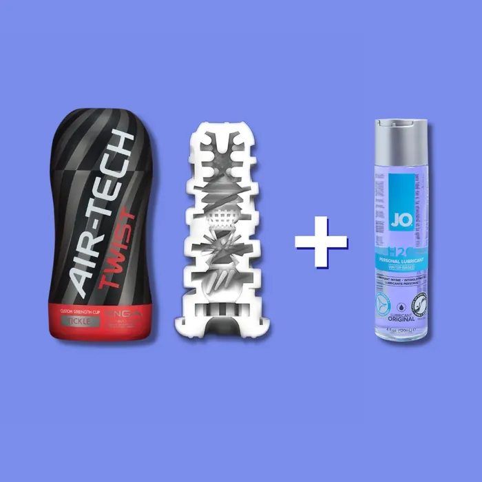 genvie Vibrators Tenga AirTech Twist Tickle System Jo Lube Bundle Deal