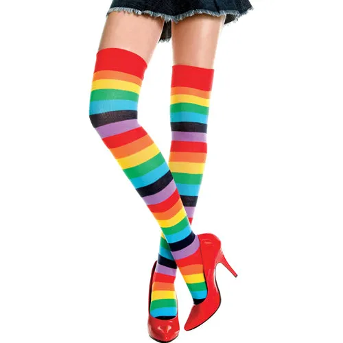 Acrylic Rainbow Striped Thigh Hi Rainbo OS Music Legs Anal