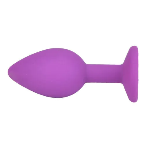Anal | Loving Joy Jewelled Silicone Butt Plug Purple -Small - Loving Joy