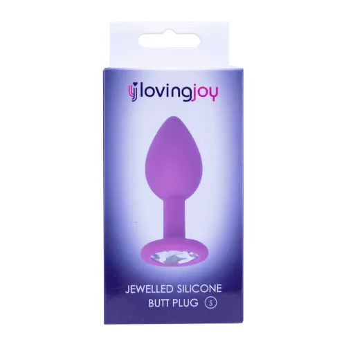 Anal | Loving Joy Jewelled Silicone Butt Plug Purple -Small - Loving Joy
