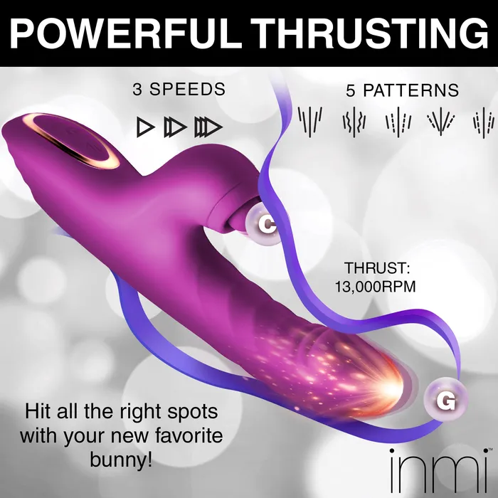 Bumping Bunny Thrusting & Pulsing Silicone Rabbit Vibrator | XR Brands Female Sex Toys