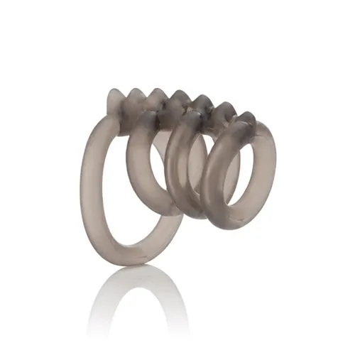 California Exotic Novelties Couples | Dr. Joel Kaplan - Support Master - Triple Smooth Non-Vibrating Cock Ring - Smoke