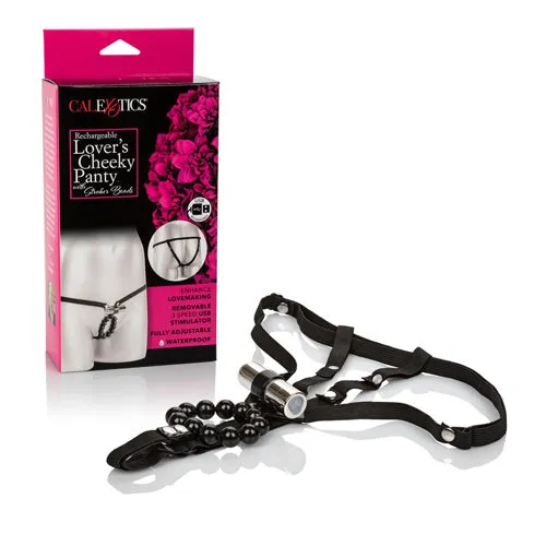 California Exotic Novelties Male Sex Toys Lovers Cheeky Panty Rechargeable Stimulator with Stroker Beads Black