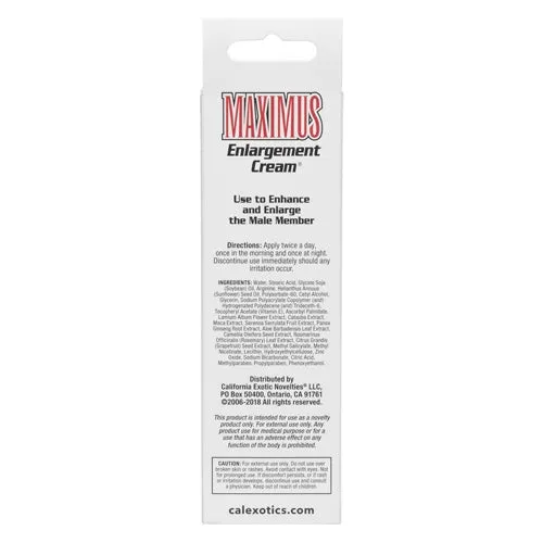 California Exotic Novelties Male Sex Toys | Maximus Male Enlargement Cream 1.5oz Tube