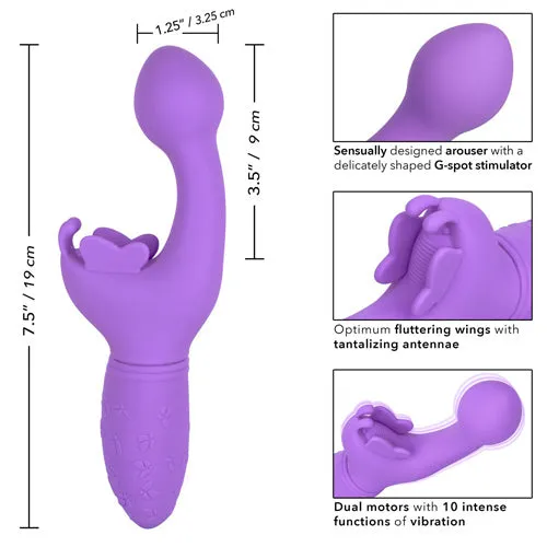 California Exotic Novelties Vibrators | Rechargeable Butterfly Kiss 10 Function Dual-Motor Vibe - Purple