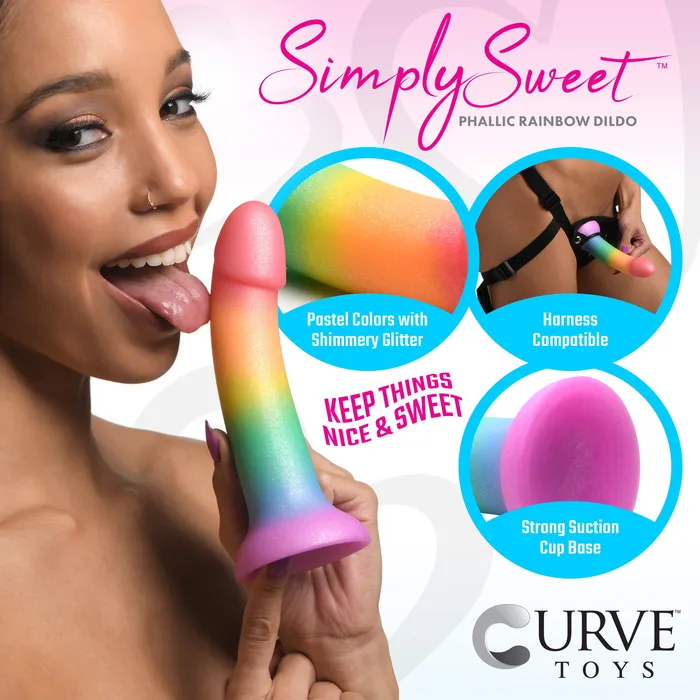 Curve Toys Dildos | Phallic Rainbow Silicone Dildo