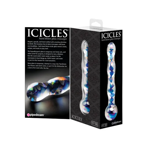 Dildos | Pipedream Products Icicles - No. 8 - Hand Blown Glass Massager - Blue/Clear