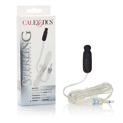 Female Sex Toys California Exotic Novelties Sterling Collection MicroSized VelvetCote Bullet w Plug In Jack