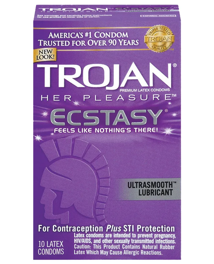 Female Sex Toys Paradise Marketing Trojan Her Pleasure Ecstasy Condoms Box Of 10
