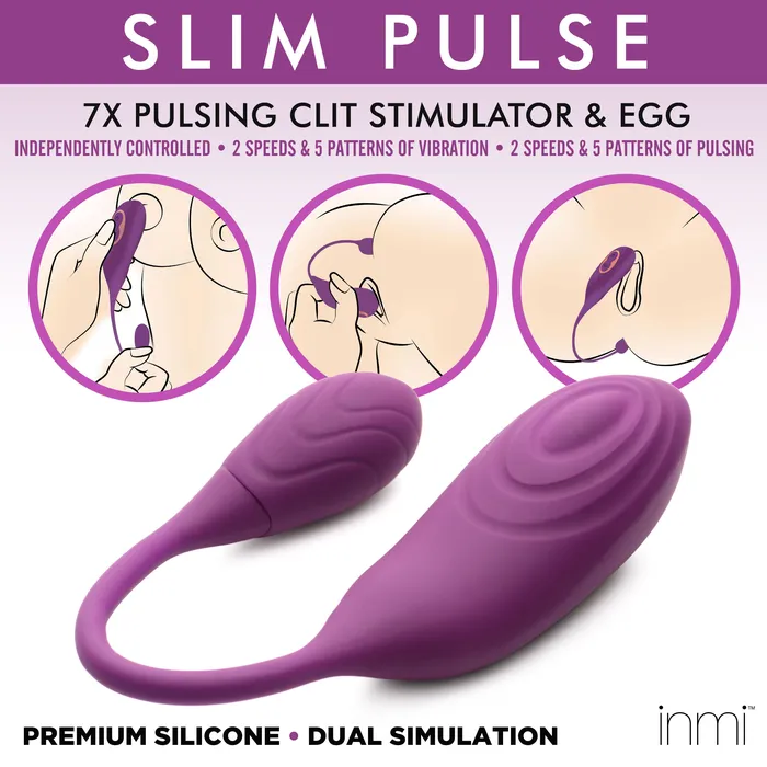 Female Sex Toys | Slim Pulse 7x Pulsating Silicone Clit Stimulator And Vibrating Egg - XR Brands