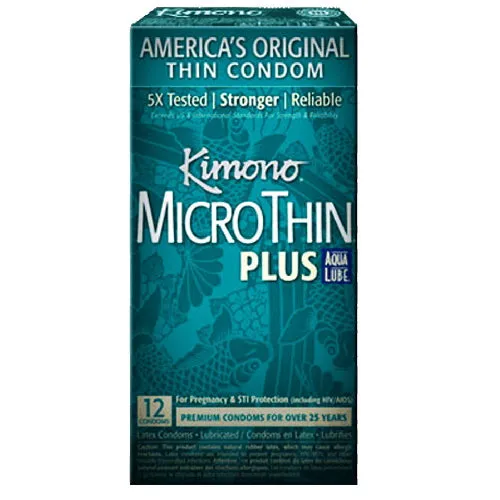 Kimono Condoms Female Sex Toys Kimono Micro Thin Condoms 12 pk Ultra Lubricated with Aqua Lube