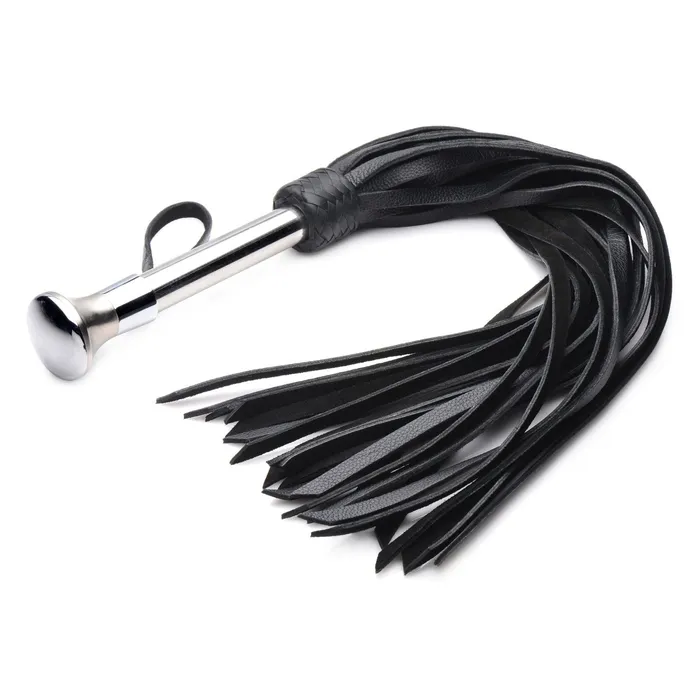 Leather Flogger With Stainless Steel Handle | XR Brands Male Sex Toys