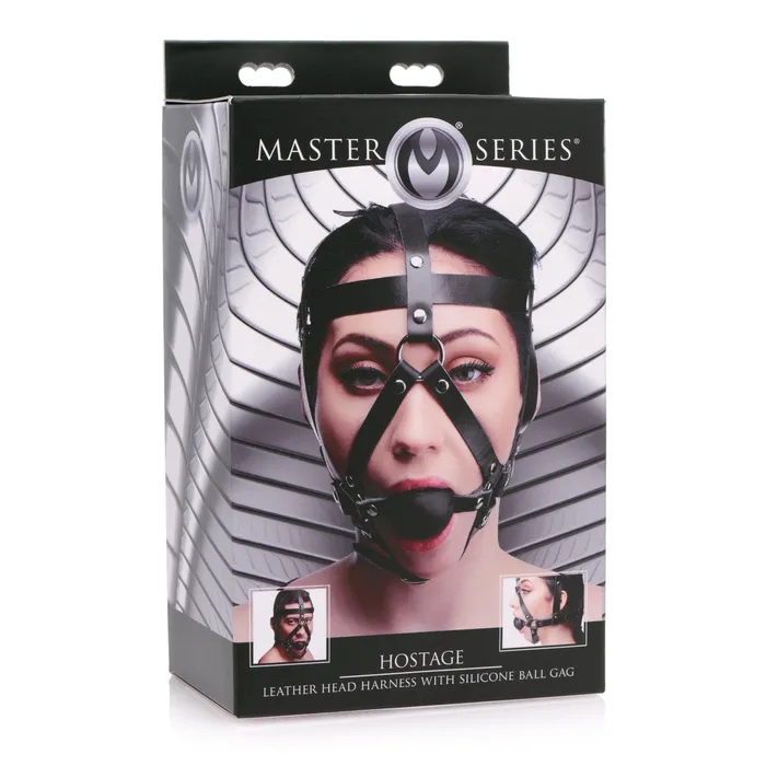 Leather Head Harness With Ball Gag | XR Brands Male Sex Toys