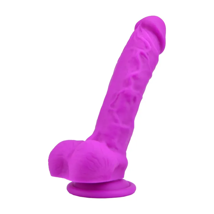 Loving Joy 8 Inch Realistic Silicone Dildo with Suction Cup and Balls Purple | Loving Joy Dildos
