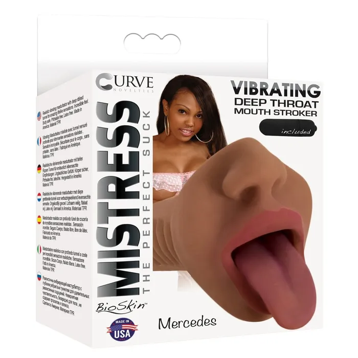 Male Sex Toys | Curve Toys Mistress Mercedes Vibrating Mouth Stroker- Brown Male Sex Toys | Curve Toys Mistress Mercedes Vibrating Mouth Stroker- Brown