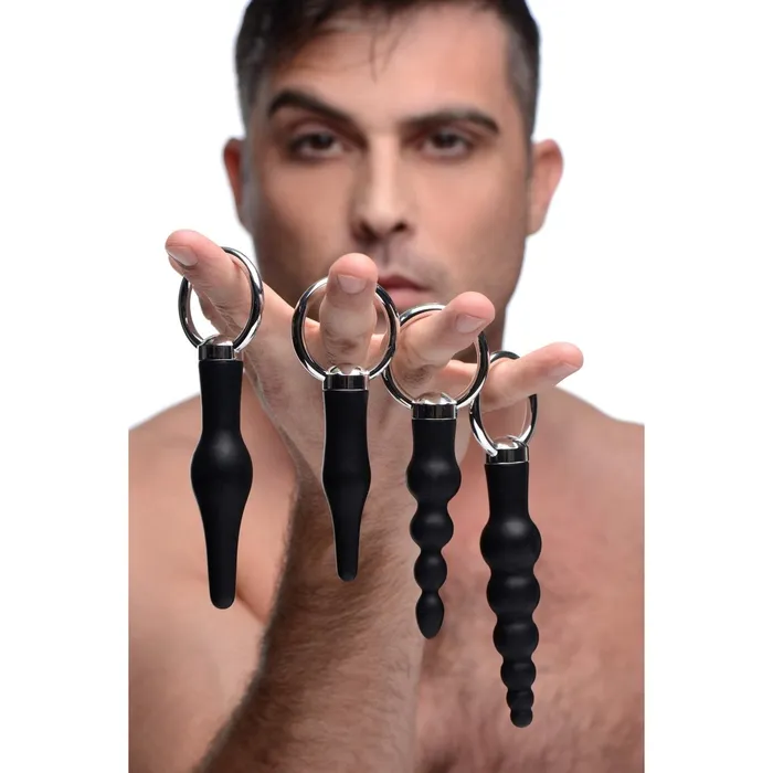 Male Sex Toys | XR Brands 4 Piece Silicone Anal Ringed Rimmer Set