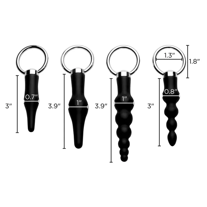 Male Sex Toys | XR Brands 4 Piece Silicone Anal Ringed Rimmer Set