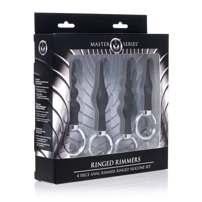 Male Sex Toys | XR Brands 4 Piece Silicone Anal Ringed Rimmer Set
