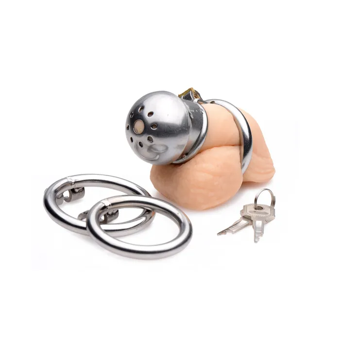 Male Sex Toys | XR Brands Exile Deluxe Locking Stainless Steel Confinement Cage