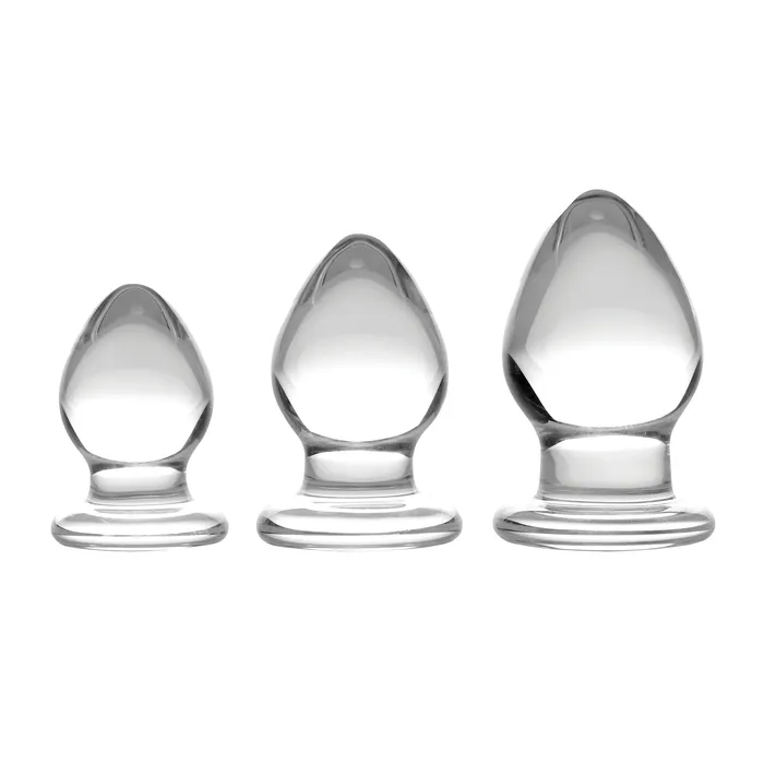 Male Sex Toys | XR Brands Triplets 3 Piece Glass Anal Plug Kit