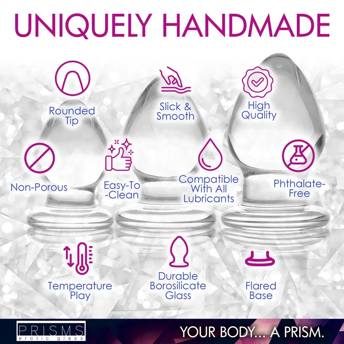 Male Sex Toys | XR Brands Triplets 3 Piece Glass Anal Plug Kit