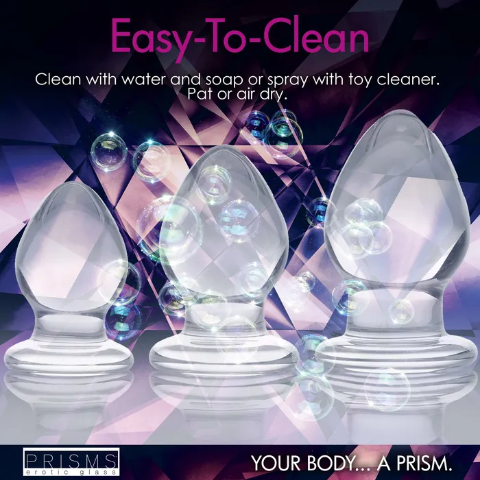 Male Sex Toys | XR Brands Triplets 3 Piece Glass Anal Plug Kit