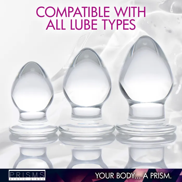Male Sex Toys | XR Brands Triplets 3 Piece Glass Anal Plug Kit