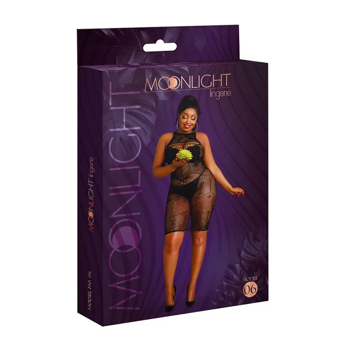 Moonlight Black Pattern Mini Dress Plus Size | Moonlight Lingerie Plus Size