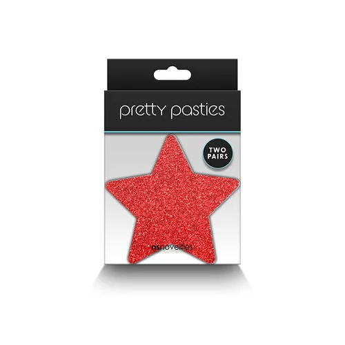 ns novelties Pretty Pasties Glitter Stars RedSilver 2 Pair Vibrators