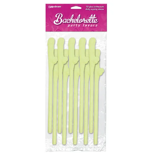 Pipedream Products Bachelorette Party Favors Dicky Sipping Straws Glow N Dark Dildos