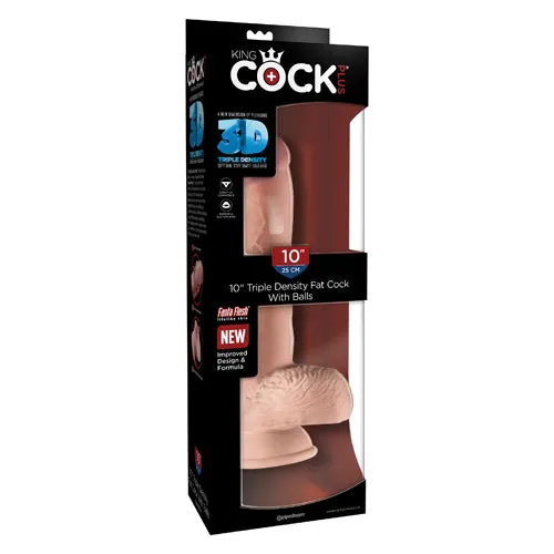 Pipedream Products Dildos King Cock Triple Density 10 Fat Cock with Balls Flesh