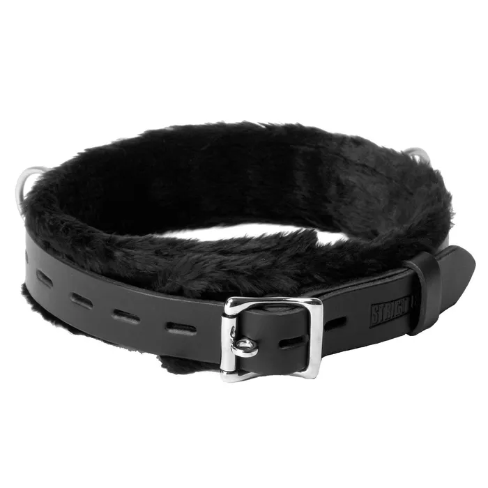 Restraints | XR Brands Strict Leather Narrow Fur Lined Locking Collar
