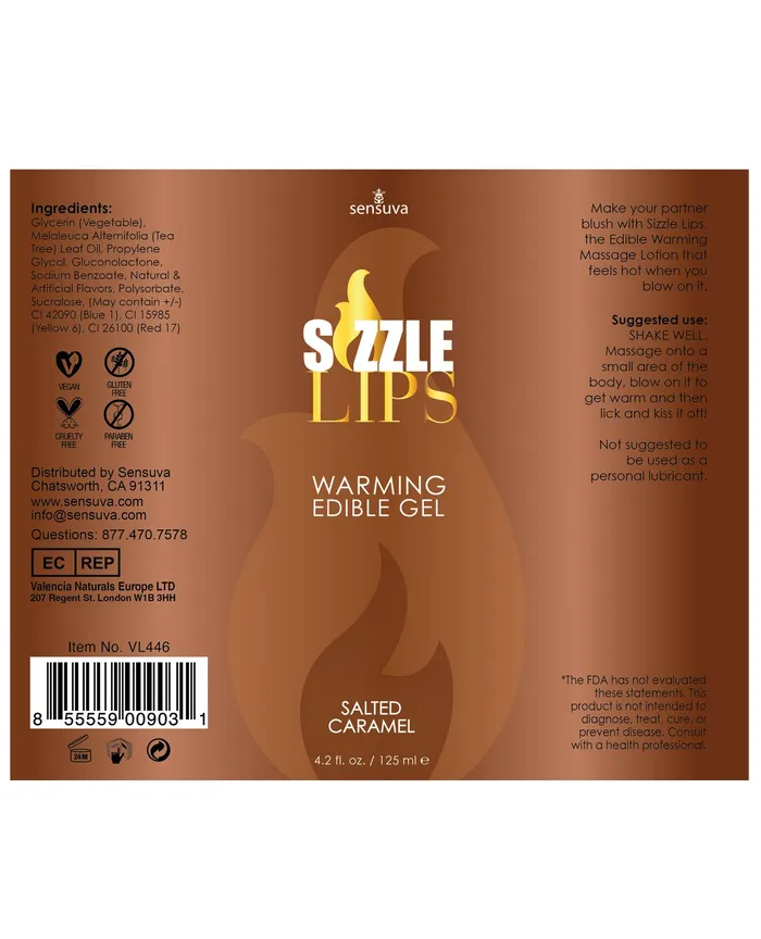 Sensuva Valencia Naturals Enhancers | Sensuva Sizzle Lips Warming Gel - 4.2 Oz Salted Caramel