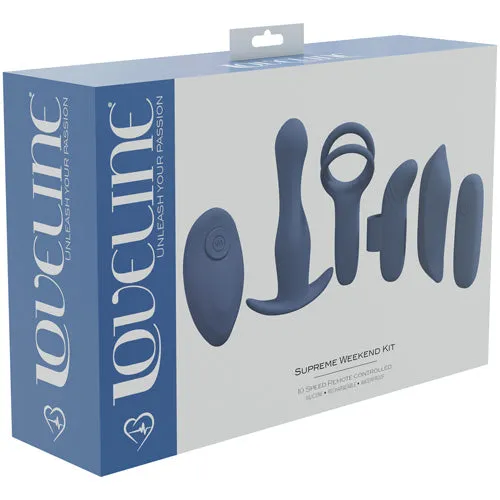 Supreme Weekend Kit Silicone Rechargeable Waterproof BlueGrey Shots America Vibrators