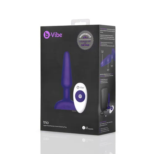 Trio Remote Controlled Rechargeable Plug Purple bVibe Anal