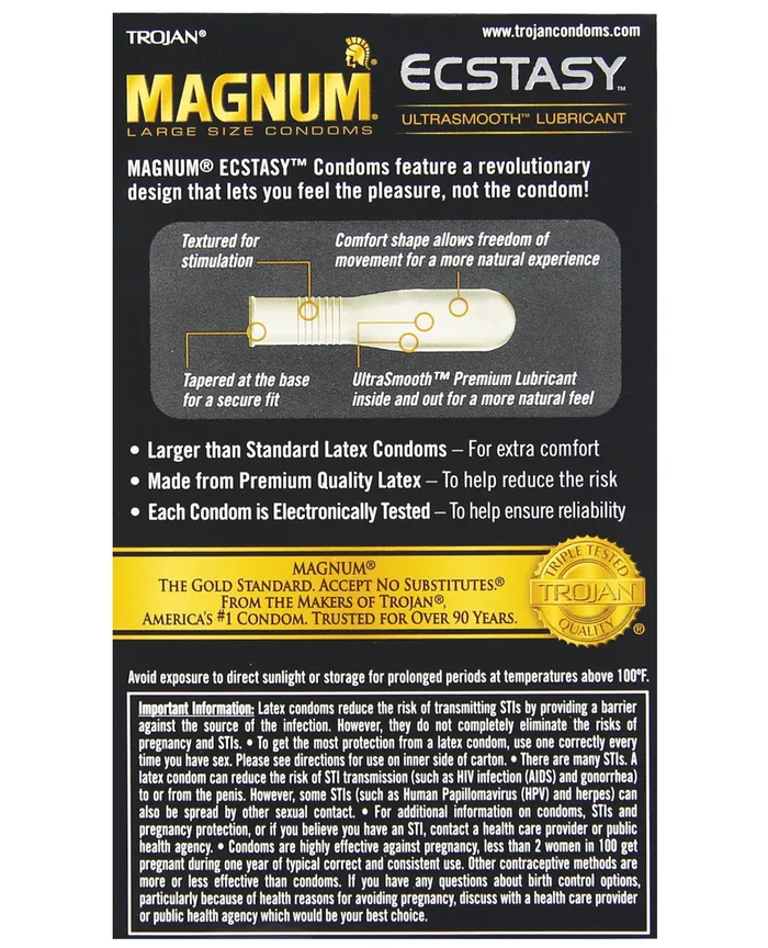 Trojan Magnum Ecstasy Condoms - Box Of 10 | Paradise Marketing Female Sex Toys