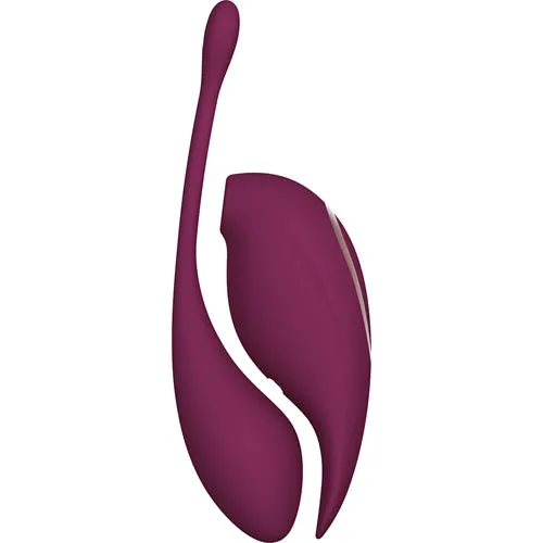 Twitch 2 Rechargeable Suct. & Flapping Vibe With Rc Vibrating Egg - Burgundy | Shots America Female Sex Toys