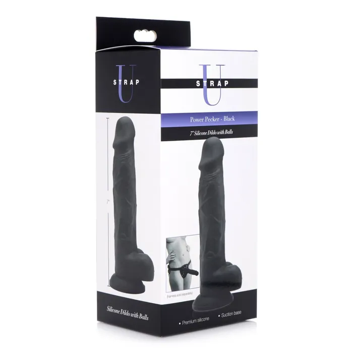 XR Brands Dildos | Power Pecker 7 Inch Silicone Dildo With Balls