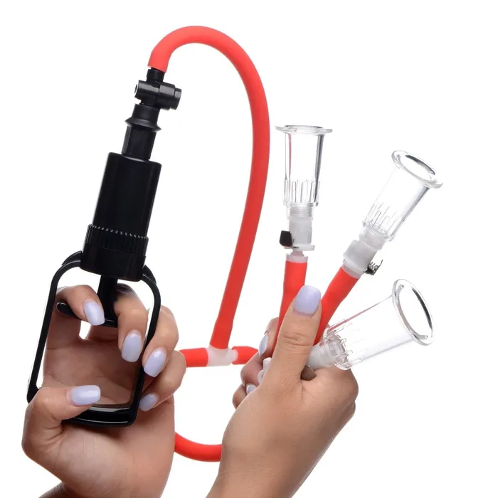 XR Brands Female Sex Toys | 3-way Suck Her Nipple And Clit Pump System