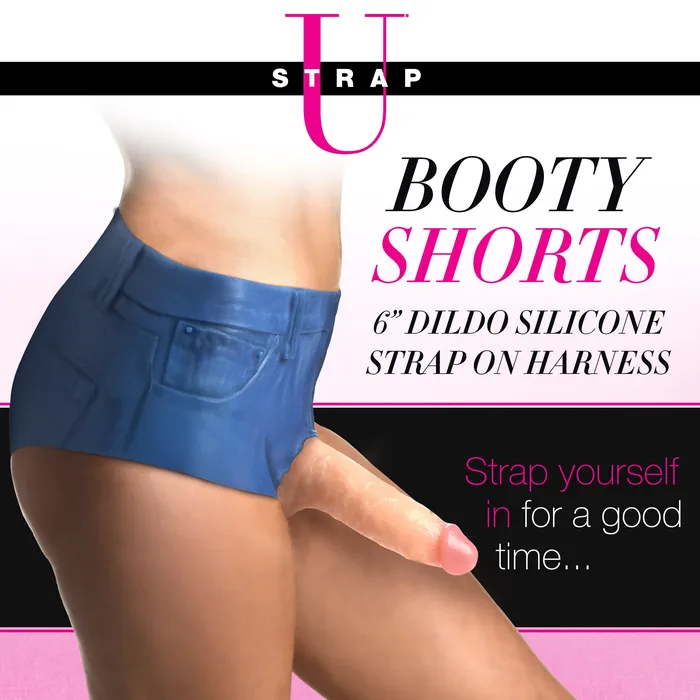 XR Brands Female Sex Toys | Booty Shorts 6 Inch Dildo Silicone Strap On Harness - Medium