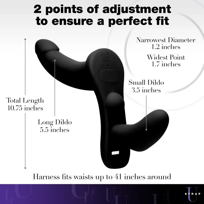 XR Brands Female Sex Toys | Double Take 10x Double Penetration Vibrating Strap-on Harness -