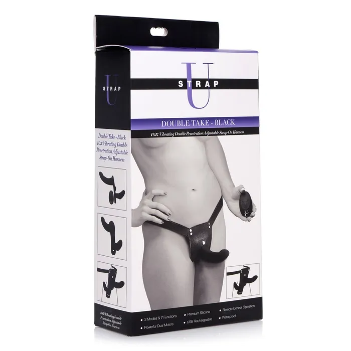 XR Brands Female Sex Toys | Double Take 10x Double Penetration Vibrating Strap-on Harness -