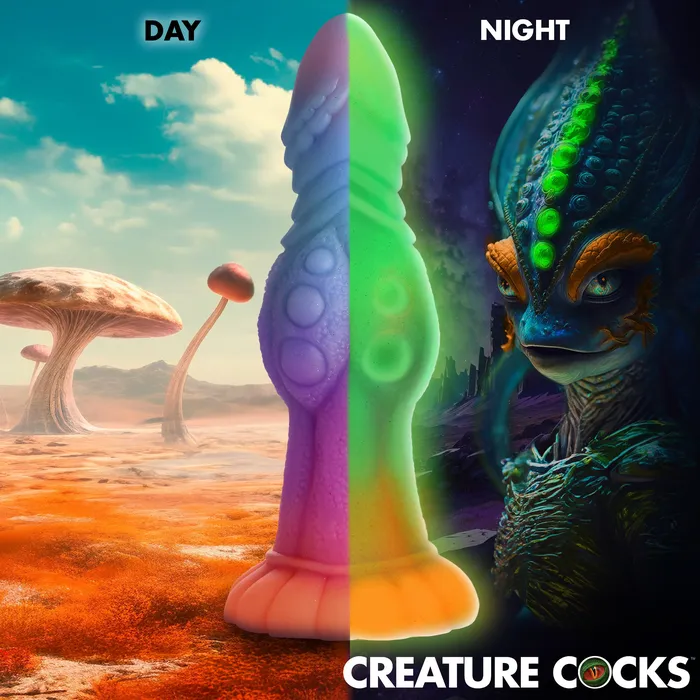 XR Brands Galactic Cock Alien Creature Glow-in-the-dark Silicone Dildo | Dildos