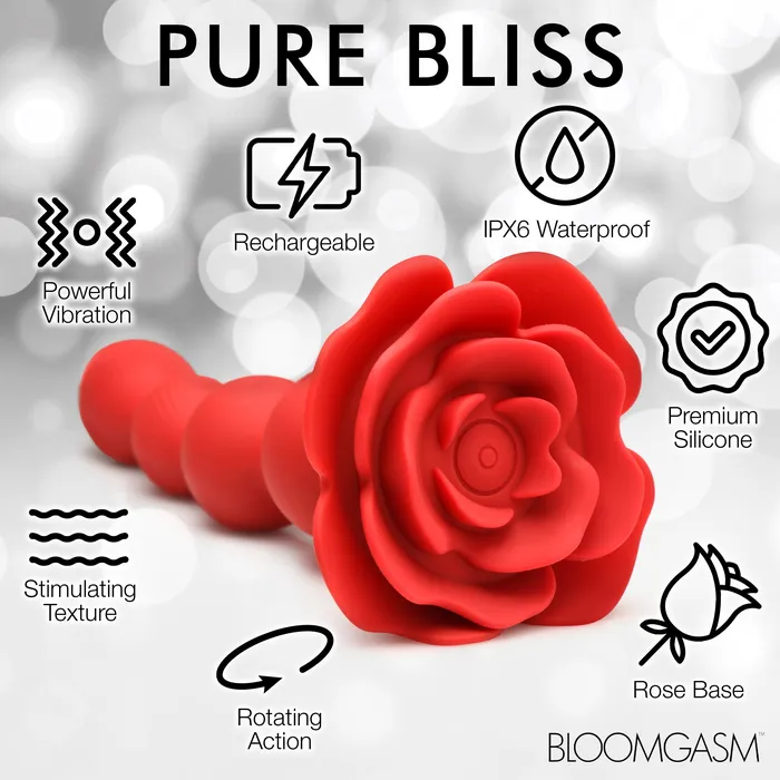 XR Brands Male Sex Toys | 10x Rose Twirl Vibrating And Rotating Silicone Anal Beads