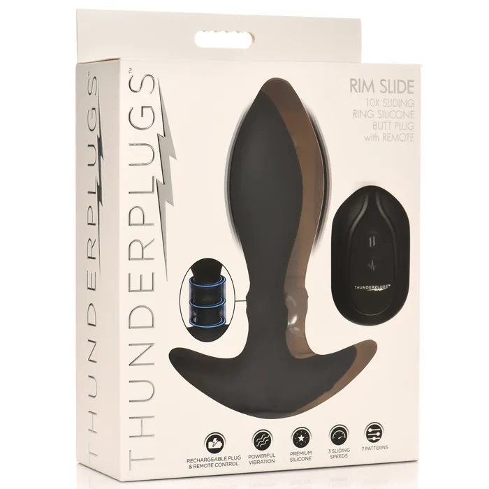 XR Brands Rim Slide 10x Sliding Ring Silicone Butt Plug With Remote | Male Sex Toys