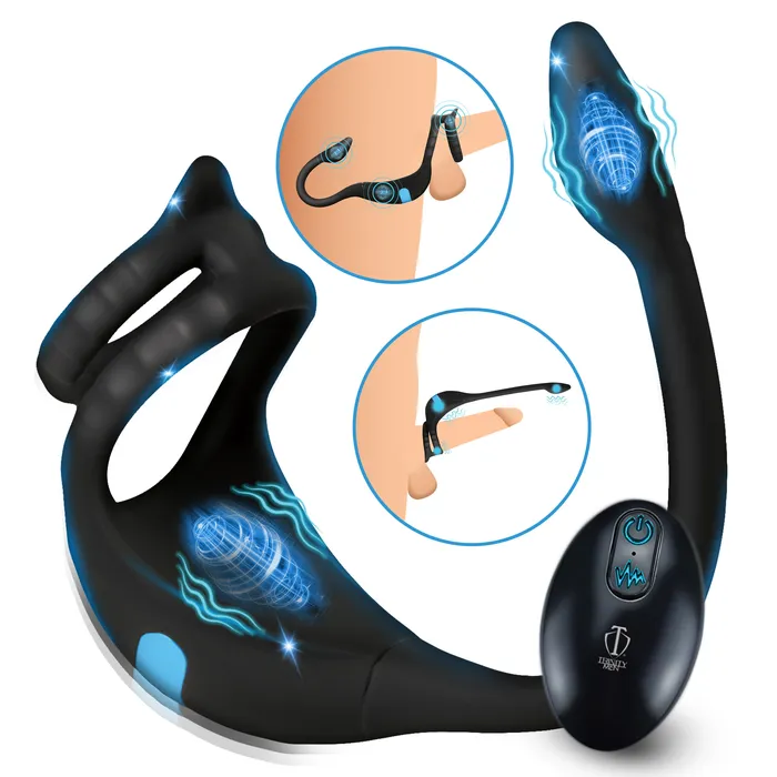 XR Brands Vibrating Silicone Cock Ring And Anal Stimulator Male Sex Toys