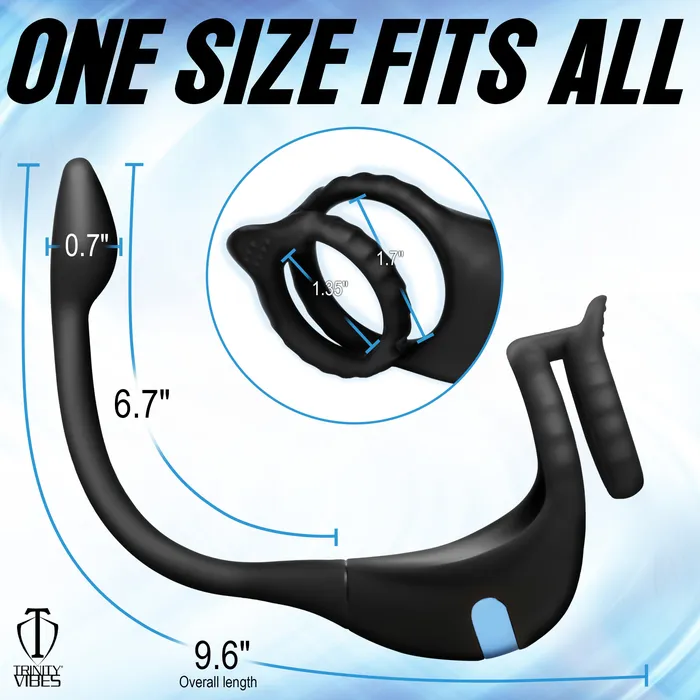 XR Brands Vibrating Silicone Cock Ring And Anal Stimulator | Male Sex Toys