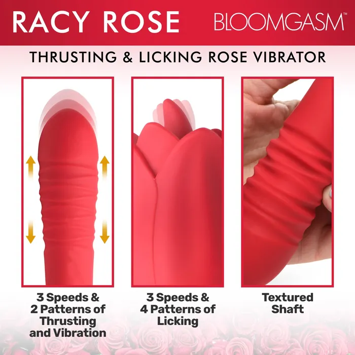 XR Brands Vibrators | Racy Rose Thrusting And Licking Rose Vibrator