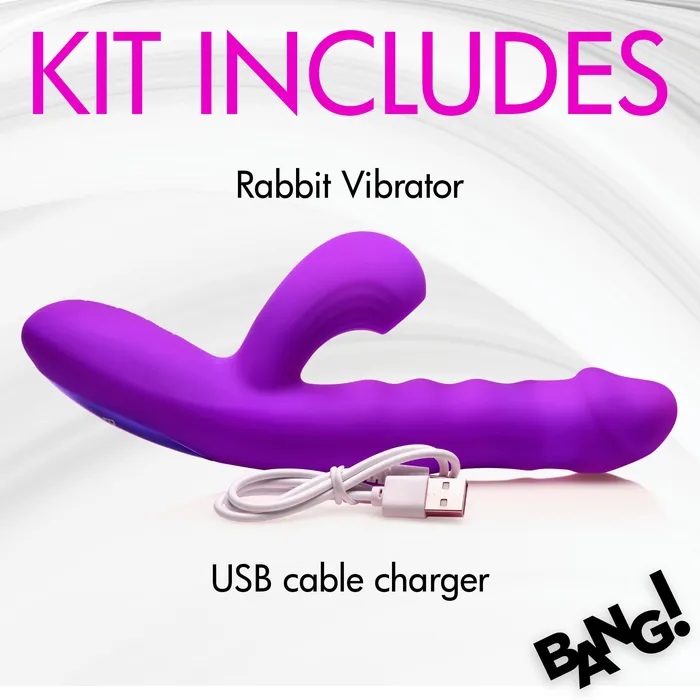 XR Brands Vibrators | Thrusting And Sucking Silicone Rabbit Vibrator