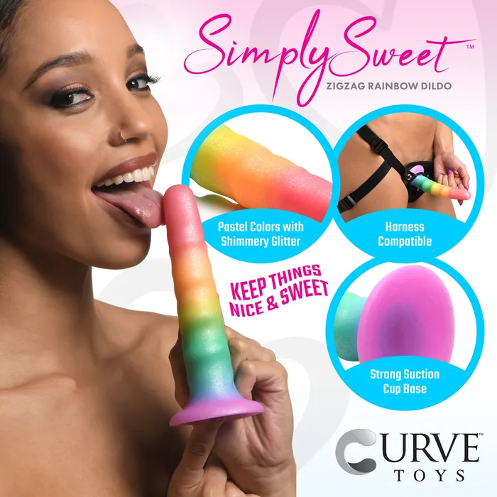 Zigzag Rainbow Silicone Dildo | Curve Toys Dildos